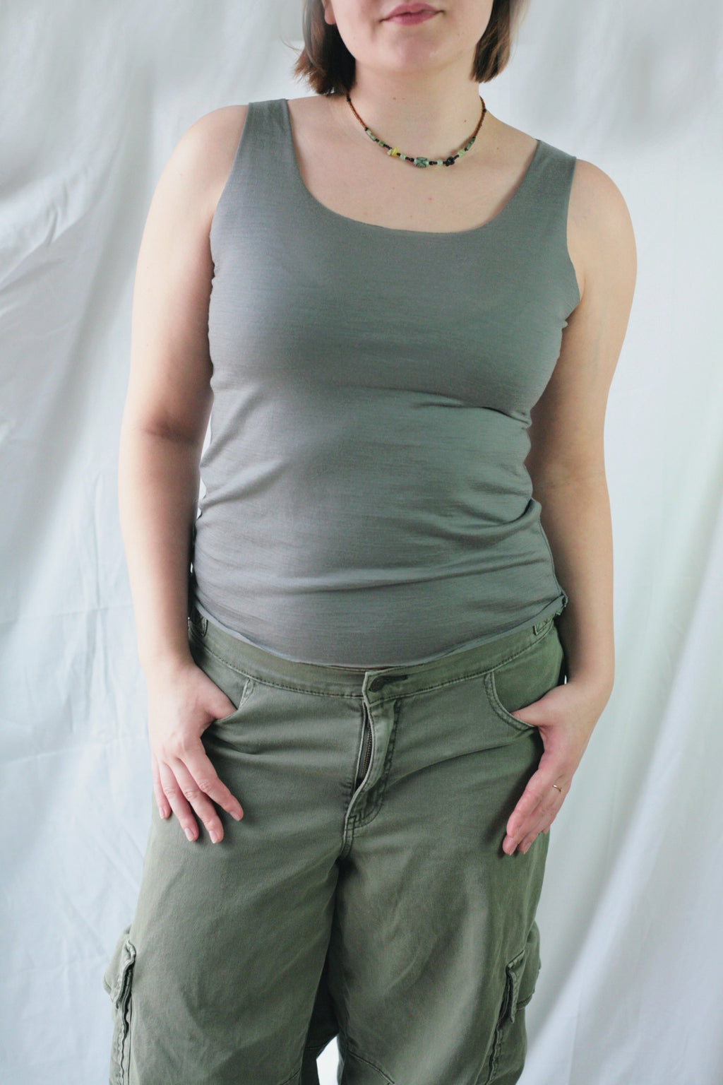COZY MERINO TANK - Slate